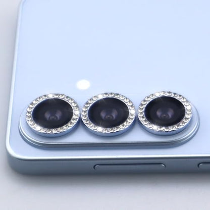 for Samsung Galaxy S26 / S26 Plus Camera Lens Protector, Bling Diamond Metal Ring Tempered Glass Lens Cover, Sparkly Rhinestone Accessories (Sky Blue) - color: Sky Blue