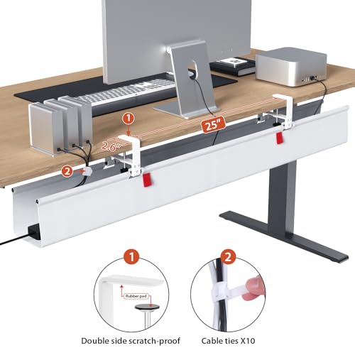 Univivi No Drill Under Desk Cable Management Tray, 48 inch Cable Management - color: White, size: 48"L x 5.5"W