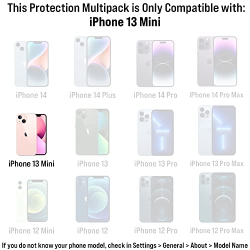 Scooch® Tempered Glass Multipack for iPhone 13 Mini, 3 Screen Protectors and 2 Camera Lens Protectors, Premium 9H Tempered Glass, Anti-Scratch, Anti-Fingerprint, Impact Resistant - size: iPhone 13 Mini