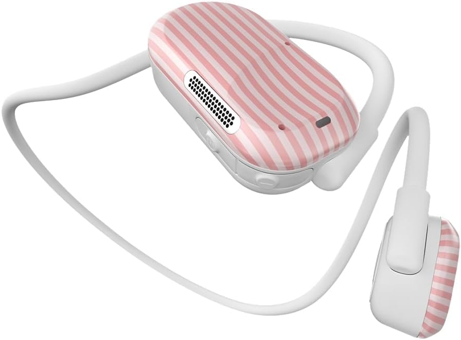 Purity Air Open Ear Headphones - True Air Conduction Wireless Bluetooth Open Ear Earbuds with Dual Mic for iPhone/Android - Secured Long Wearing Comfort, Sports Sweat Resistant (Pink Stripes) - color: Pink Stripes