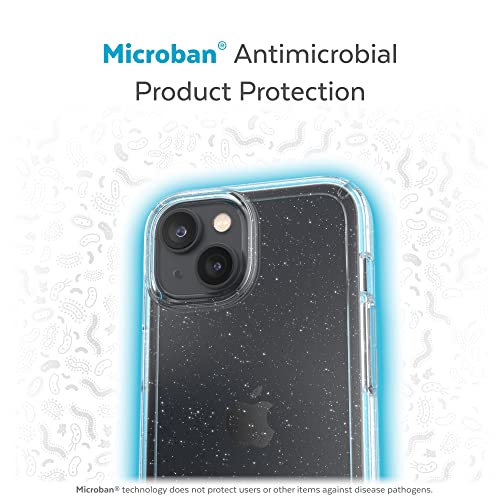 Speck Clear iPhone 15 Plus & 14 Plus Case - Drop Protection, Scratch Resistant Dual Layer Slim Phone Case 6.7 Inch iPhones - Anti-Yellowing & Anti-Fade Case - Clear with Platinum Glitter GemShell - color: Clear/Clear W/Platinum Glitter