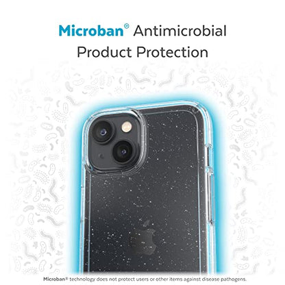 Speck Clear iPhone 15 Plus & 14 Plus Case - Drop Protection, Scratch Resistant Dual Layer Slim Phone Case 6.7 Inch iPhones - Anti-Yellowing & Anti-Fade Case - Clear with Platinum Glitter GemShell - color: Clear/Clear W/Platinum Glitter