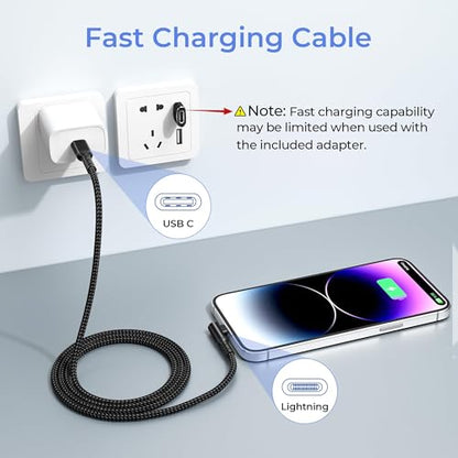 Basesailor i Pad 8th 9th Generation Charger Cable Right Angle 3.3FT - color: Black, size: 3.3FT/1M