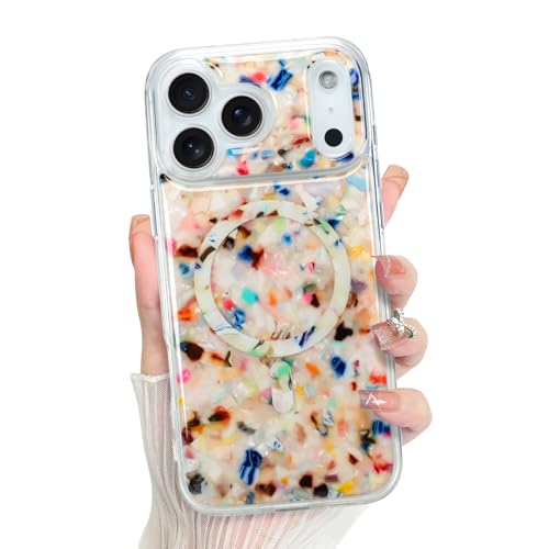 Bonoma for iPhone 17 Pro Case 2025 Marble Crystal Corner Sparkly Back | Luxury Magnetic Support for MagSafe Shockproof Cover, and High-Duty Protection for Girls Women - color: Marble-Color, size: iPhone 17 Pro