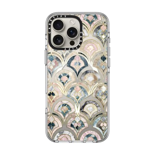 CASETiFY for iPhone 16 Pro Max Case - Impact Clear Compatible with MagSafe | Not Yellowing | 6.6 ft. 3x Military Grade Drop Protection | Art Deco Marble Tiles in Soft Pastel on transparent 2 | Clear - color: Art Deco Marble Tiles in Soft Pastel, size: Iph
