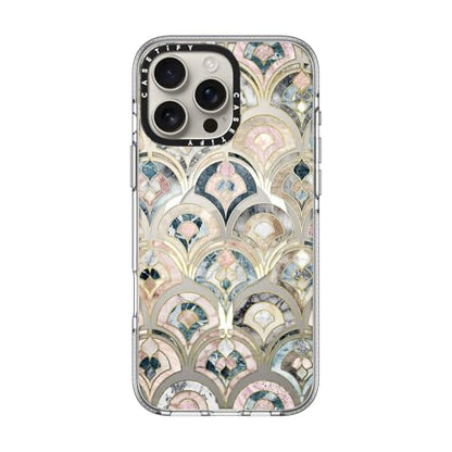 CASETiFY for iPhone 16 Pro Max Case - Impact Clear Compatible with MagSafe | Not Yellowing | 6.6 ft. 3x Military Grade Drop Protection | Art Deco Marble Tiles in Soft Pastel on transparent 2 | Clear - color: Art Deco Marble Tiles in Soft Pastel, size: Iph