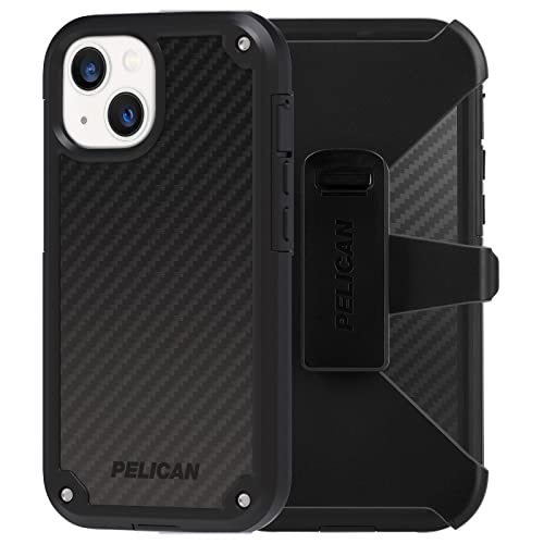 Pelican Shield Series - iPhone 13 Case - 21ft Military Grade Drop Protection, Compatible with Wireless Charging - With Belt Clip Holster Kickstand - Heavy Duty Rugged Case for iPhone 13 - Black