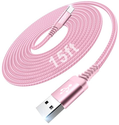 Long USB C Cable [15FT 1Pack], USB to USB C Cable 3A Fast Charging, USBA to - color: Pink, size: 15FT 1Pack, style: USB A to USB C