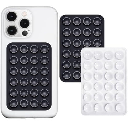 PKYAA Anteel 2 Pack Silicone Suction Phone Case Adhesive Mount, Strong Grip Holder for Selfies and Videos, Hands-Free Sticky Phone Grip for iPhone and Android, 2.17" x 3.15" (Black&White) - color: Black&White