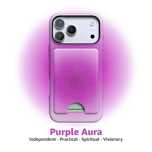 Casely MagWallet | Aura | Violet Soul | Purple | Slim Wallet Card Holder | Compatible with MagSafe | Soft-Touch Hard Silicone | Holds Up to 3 Cards - color: Aura | Violet Soul | Purple