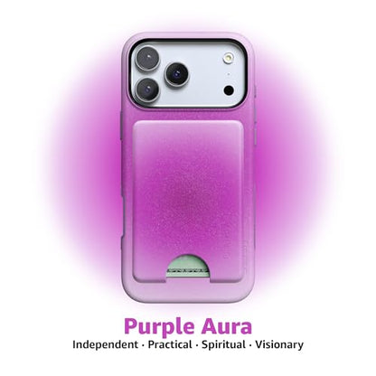 Casely MagWallet | Aura | Violet Soul | Purple | Slim Wallet Card Holder | Compatible with MagSafe | Soft-Touch Hard Silicone | Holds Up to 3 Cards - color: Aura | Violet Soul | Purple