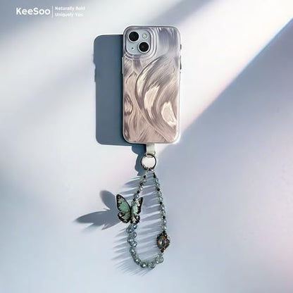 Blue Butterfly Bliss Original Design Phone Charm with 2 Tether Tabs – Stylish, Durable, and Hands-Free Phone Chain – Compatible with iPhone, Samsung, Pixel & More - color: 01 Blue Butterfly Bliss
