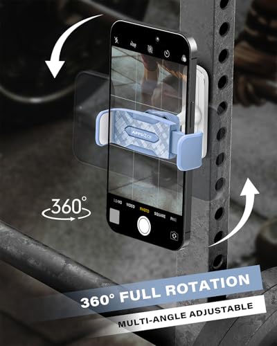 APPS2Car Gym Magnetic Phone Holder, 360 Adjustable, Compatible with 4.7-6.5" Smartphones, Alloy Base and Joint, Gym Accessories for Women, Blue - size: Blue - 1 Pack