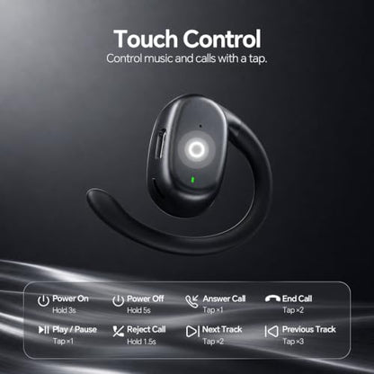 Xmenha Single Earbud Open Ear Air Bone Conduction Earbud One Ear Headphones Ear Buds Head Set Wireless Bluetooth Headset Earpiece for Cell Phone Ear Piece with Microphones