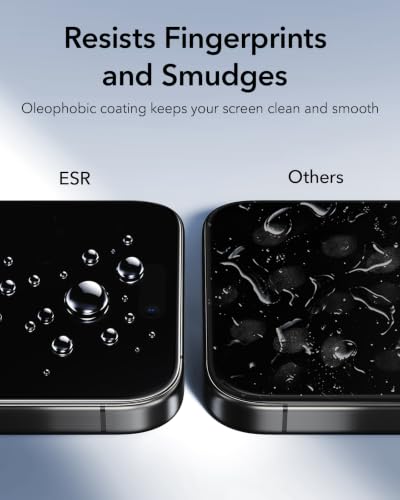 ESR 3 Pack for iPhone 15 Pro Max Screen Protector, Classic | Easy One-Pull Installation, 2X Impact Absorption, 9H Tempered Glass, Full-Coverage Protection, UltraFit Tray, Bubble-Free - size: iPhone 15 Pro Max 6.7 inch