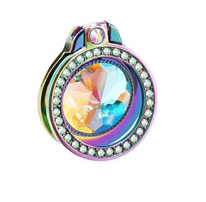 Iridescent Glitter Bling Bling Phone Ring Holder,Rainbow Sparkle Phone Ring Artificial Diamond Stand,Teal Rhinestone Cell Phone Finger Ring