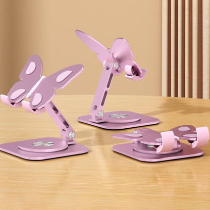 Phone Stand, Butterfly Shape Aluminum Alloy Mobile Phone Holder, Height Adjustable, Foldable Portable Stand, for Desktop Tablet (1PC)