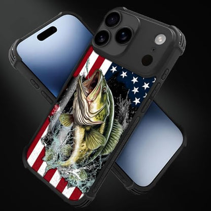 case for iPhone 17 Pro Max,Compatible with Magsafe,All-Round Protection Shockproof Anti-Scratches TPU Case Cover-Vital Bass Fish American Flag - color: Vital bass fish American flag, size: IPhone 17 Pro Max