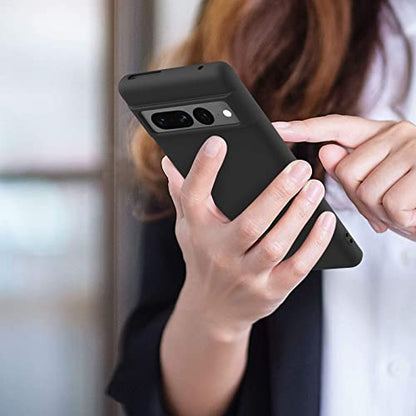 Silicone Phone Case Compatible with Google Pixel 7 Pro, Soft Protective Smart Phone Case for Women Men, Durable Anti-Scratch Shockproof Phone Cover Black