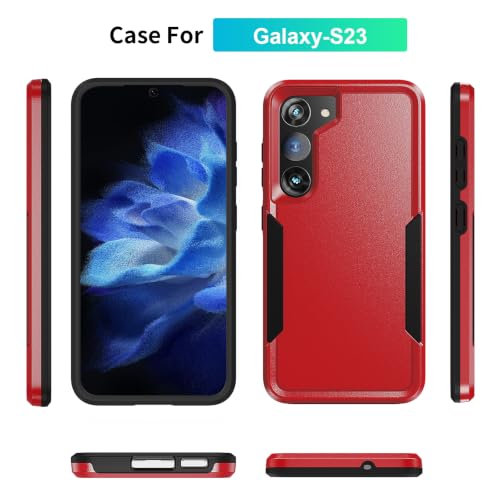 for Samsung Galaxy S23 Case with HD Screen Protector, Dual Layer Military Grade Drop Tested, Heavy Duty Rugged Shockproof Non-Slip Outdoor Protective Cover, Red - color: Red