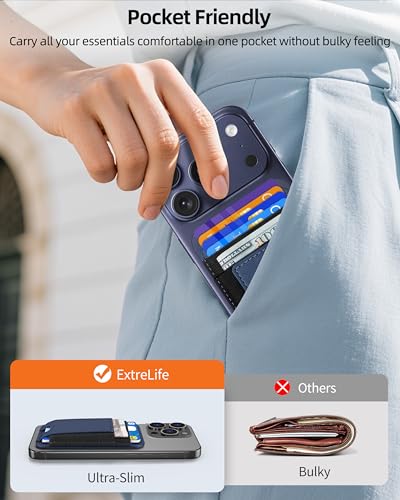 Upgraded for Magsafe Wallet, 7 Card Holder, RFID Blocking, Stronger Magnets | Magnetic Wallet for iPhone 17/16/15/14/13/12 Series, for iPhone Wallet Magsafe with 2 Card Slots, Vegan Leather, Navy Blue - color: Blue-Upgraded