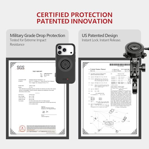 Motorcycle Phone Mount with Vibration Dampener Anti-theft 0.87''-1.26'' Handlebar Phone Mount for iPhone 17 Pro Max Aluminum Alloy Handlebar Mount High-Speed Secure Lock