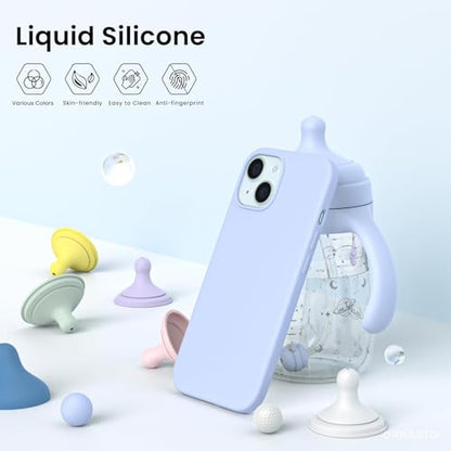 ORNARTO Compatible with iPhone 15 Case 6.1, Slim Liquid Silicone 3 Layers Full Covered Soft Gel Rubber Phone Case, Anti-Scratch Shockproof Protective Cover 6.1 Inch, Baby Blue - color: Baby Blue