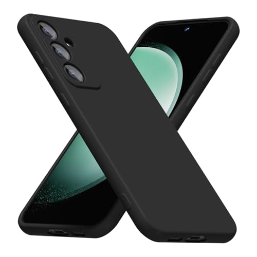 LoeoeL for Samsung Galaxy S23 FE Phone Case Silicone, Minimalist Ultra Thin Slim Soft Rubber Gel Solid Color Matte TPU Cute Case for Women Men, Girly Plain Aesthetic Design & Camera Cover, Black - color: Black, size: S23 FE