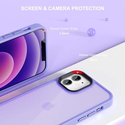 ULAK Compatible with iPhone 12 Case, iPhone 12 Pro Cover, Transparent Frosted Protective Phone Case, Soft TPU Women Girls Shockproof Protective Cover for iPhone 12 & iPhone 12 Pro 6.1 inch, Lilac | Transparent Frosted Protective Case, Soft TPU Women Girls