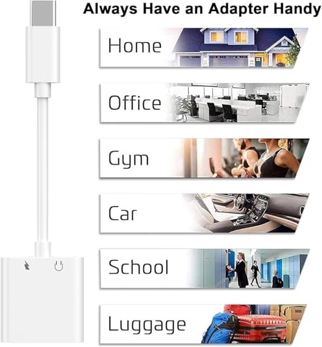 [Apple MFi Certified] iPhone Dual USB C Headphone and Charger Adapter - color: Silver