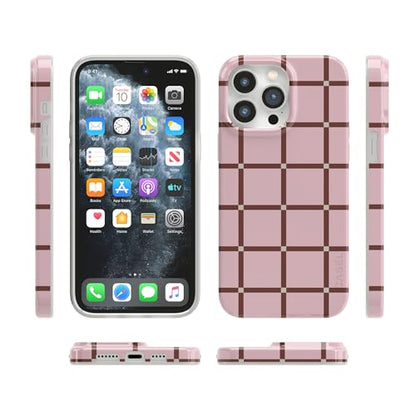 Casely iPhone 14 Pro Case | Uptown Gridlock | Pink Checkerboard | Compatible with MagSafe | Classic Ultra Slim Design - color: Uptown Gridlock | Pink Checkerboard, size: iPhone 14 Pro