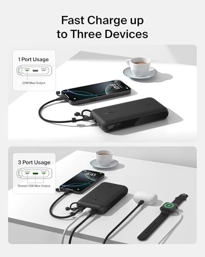 Belkin 20000mAh 20W 2C1A Power Bank w/Digital Display for iPhone, Galaxy - color: Black, style: 20K mAh