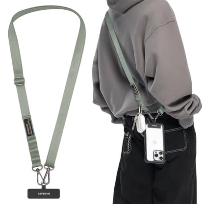 MAGEASY Rover iPhone Lanyard Crossbody with Tether Tab & Attachment Loop, Adjustable Anti Theft Phone Strap for Samsung Google Pixel, 20mm Neck Shoulder Lanyard, Holds 55lb (Dual Clip, Misty Blue) - color: Misty Blue, size: Dual Clip
