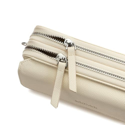 RFID Crossbody Wallet Wristlet Purse with Phone Pocket For Women Vegan Leather - color: Zb-saffiano Apricot White