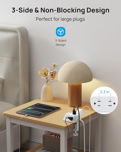 TROND Desk Clamp Power Strip, Desk Charging Station with 5 AC Outlets - color: White, size: 10FT (2U1C)