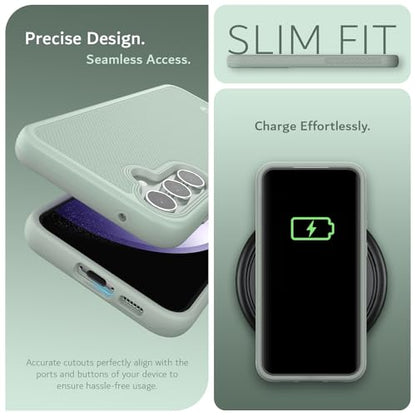 TUDIA MergeGrip Magsafe Compatible Phone Case for Samsung Galaxy S23 FE 2023 - Dual Layer, Shockproof, Military Grade, Non-Slip, Heavy Duty Protective Phone Case with Wireless Charging - Green Lily - color: Green Lily, size: Magnetic Galaxy S23 FE