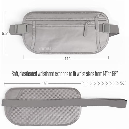 VENTURE 4TH Travel Money Belt, RFID Blocking Passport Holder - Sleek Silver - color: Sleek Silver
