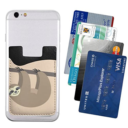 Cute Sloth Phone Credit Card Holders Sleeve Adhesive Wallet Compatible with Most Back of Phones - color: Cute Sloth