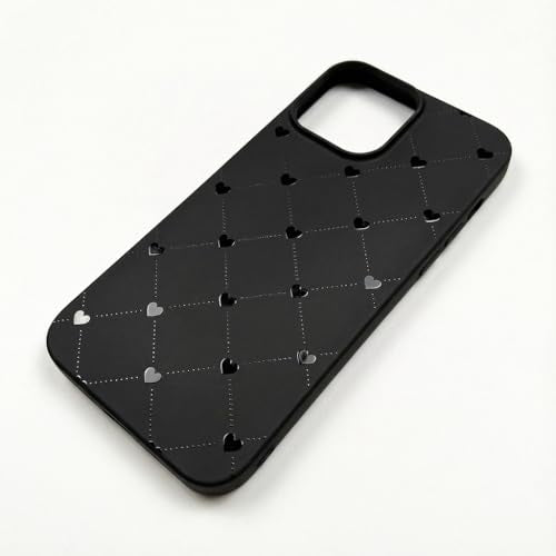 Black Case Compatible with - iPhone 13 Pro Max - Coquette Heart Pretty Matte Elegant Cute Minimal Quilted Shockproof Slim TPU Rubber Silicone Girly Protective Kawaii Phone Cover Trendy Heart - color: Cute Heart, size: iPhone 13 Pro Max