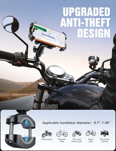 JOYROOM Motorcycle Phone Mount Holder with Dual Vibration Dampener - color: Black