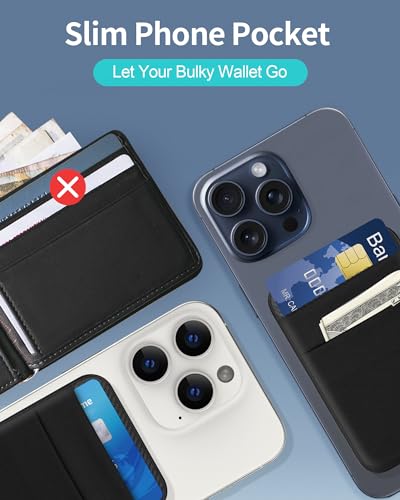 Senose Magnetic Wallet Compatible for Magsafe, Magnet Phone Wallet | Stretchy Fabric, Card Holder for Back of Phone Compatible for iPhone 1716/15/14/13/12 Mini/Plus/Pro/Pro Max - color: Black 01
