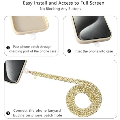 Phone Lanyard Crossbody with Tether Tab, Adjustable Phone Strap, Metal Phone Chain Lanyard, Cellphone Neck Strap for Travel Essentials, Compatible with iPhone, Smartphones, Gold - color: Gold