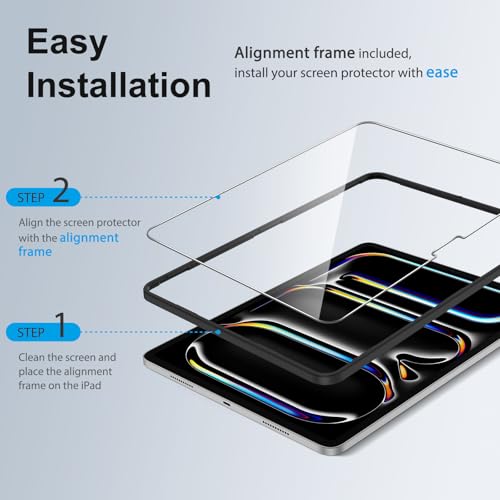 SPARIN 2+2 Pack Screen Protector for iPad Pro 13 Inch M5/M4 [2025/2024] | Camera Lens Protector+Tempered Glass with Alignment Frame for ipad pro 13 8th/7th Gen, Case Friendly/Apple Pencil Pro support - size: iPad Pro 13 inch 7th/8th
