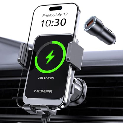 Wireless Car Charger 15W Fast Charging Vent Phone Holder with LED Light - style: AIr Vent