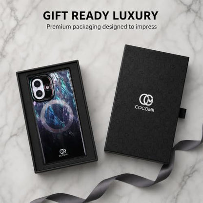 COCOMII Rectangle for iPhone 16 Plus Case, Black Real Mother of Pearl | Compatible with MagSafe Wireless Charging, Shockproof 10ft Drop Protection, Camera & Screen Protection, Premium Glossy Finish - color: Black Real Mother of Pearl, size: iPhone 16 Plus