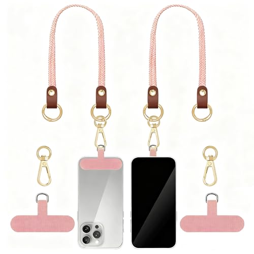 Hovmwey Stretchy Phone Lanyard Tether, 2 Pack Phone Leash Anti-theft Phone Strap for Anti-drop Outdoor Hiking Cycling Climbing Universal for Most Cell Phones, Pink Sands - color: Pink Sands