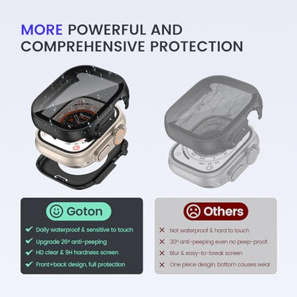 Goton Privacy Waterproof Case for Apple Watch Ultra 3/2/1 49mm - color: Matte Black, size: 49mm