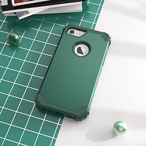 IDweel for iPhone 8 Case,for iPhone 7 Case with Screen Protector,3 in 1 Shockproof Hybrid Heavy Duty Hard PC Cover Soft Silicone Sturdy Bumper Full Body Sturdy Case,Graphite Green/Dark Green - color: Graphite Green/Dark Green