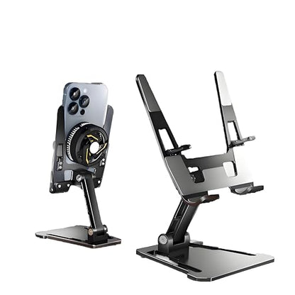 iPhone Android Tablet Holder Desktop Stand, Dual Rod Adjustable & Rotatable Carbon Steel, Compatible with 4.7-16.5" iPads,Tablets, Portable Monitors, Kindle.