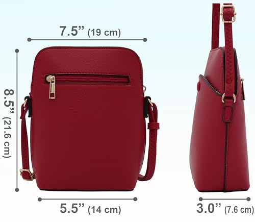 Small Crossbody Bag with Gold Hardware, Mini Shoulder Purse with Adjustable Strap - color: Red